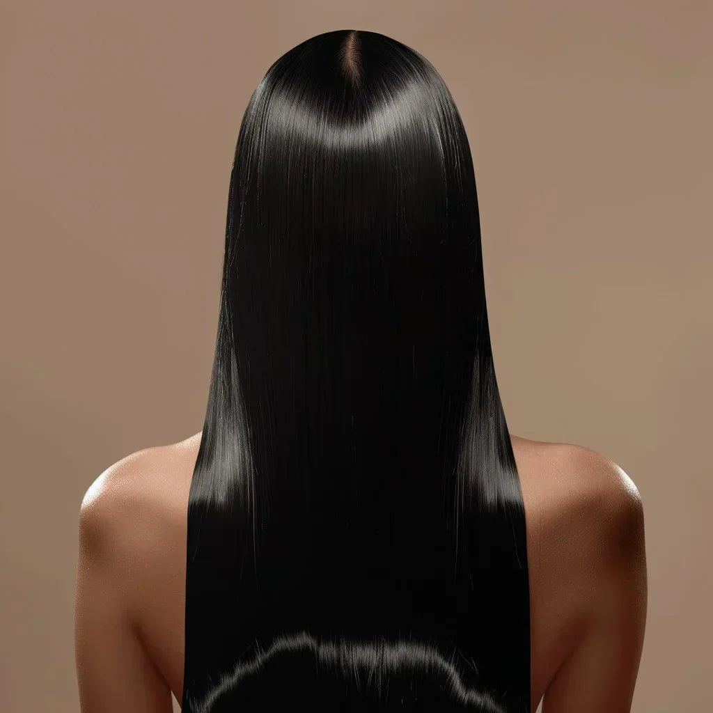 femme de dos avec de beau cheveux lisses 