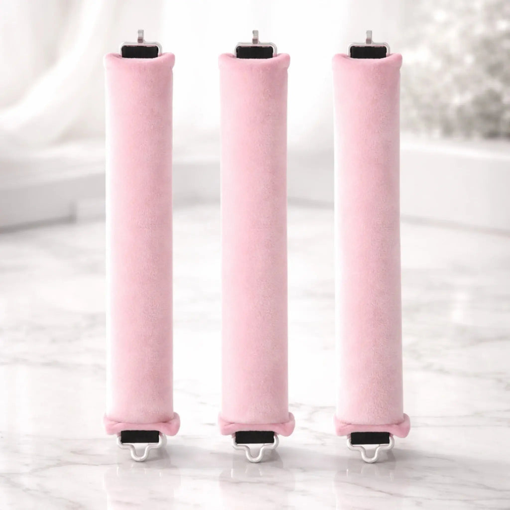 3 rouleaux, bigoudis sans chaleur rose