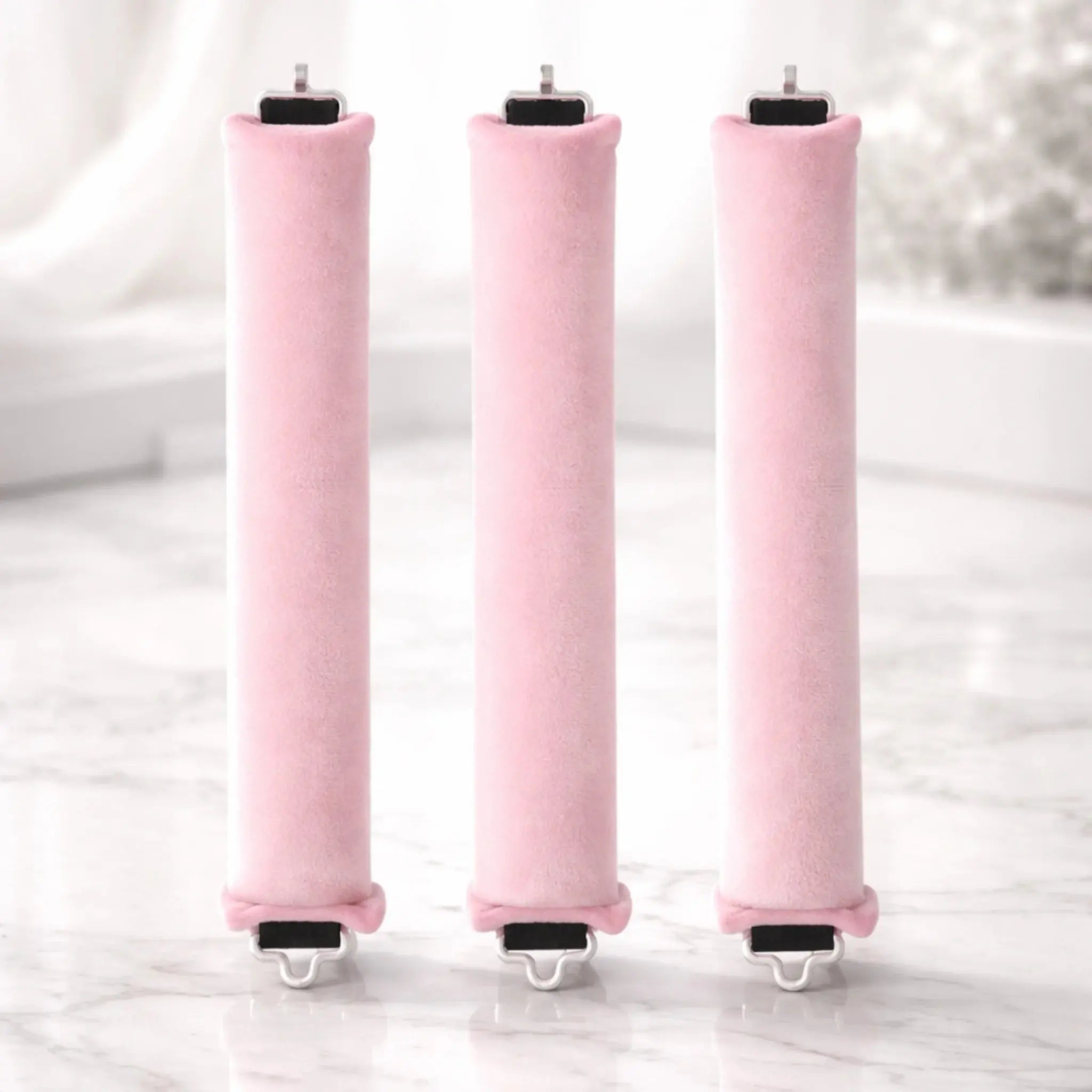 3 rouleaux, bigoudis sans chaleur rose